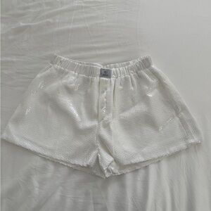 Parke Sequin Boxer Shorts white NWOT- S